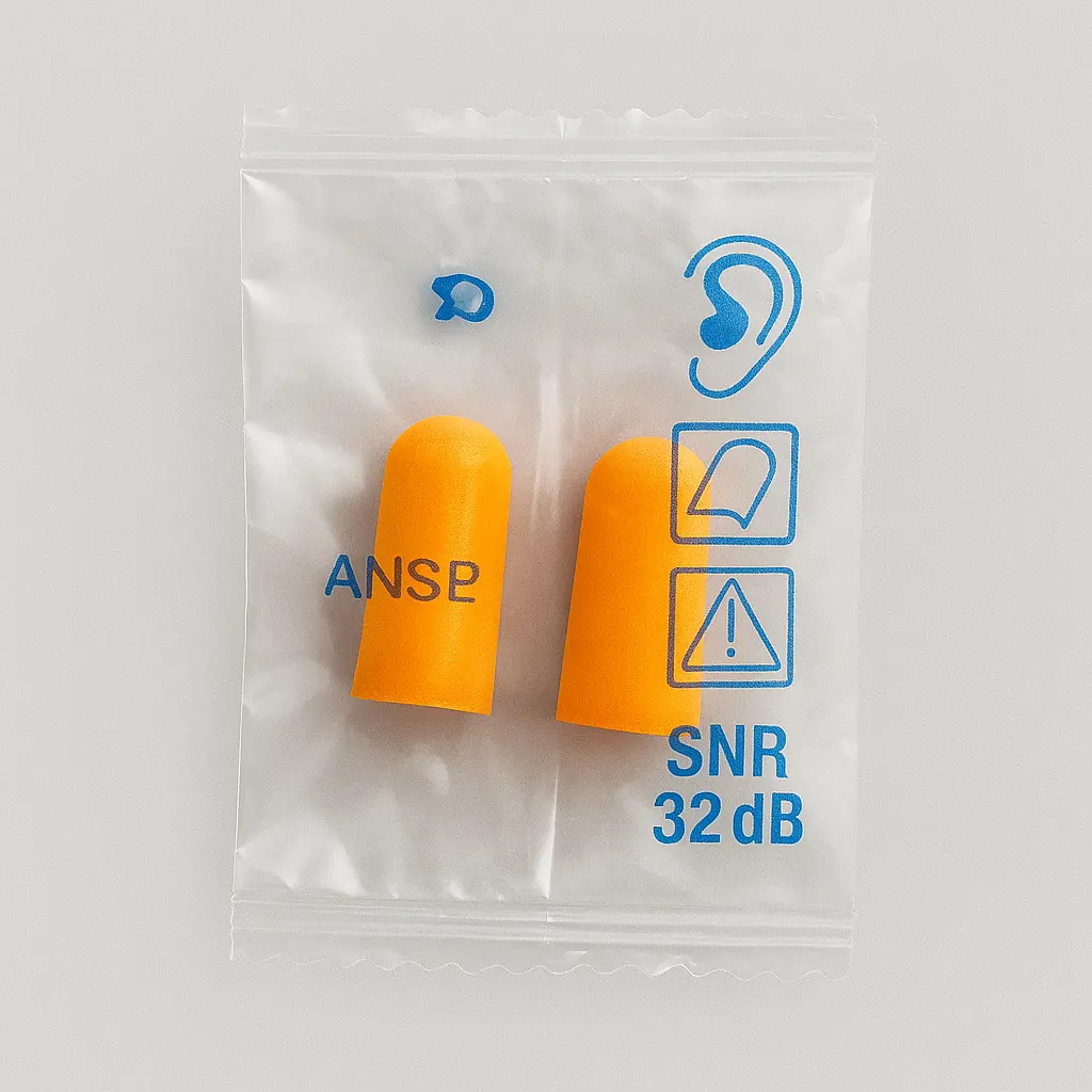 [DEFAULT45] Bullet Shaped Individually Wrapped Disposable Earplugs - Uncorded 