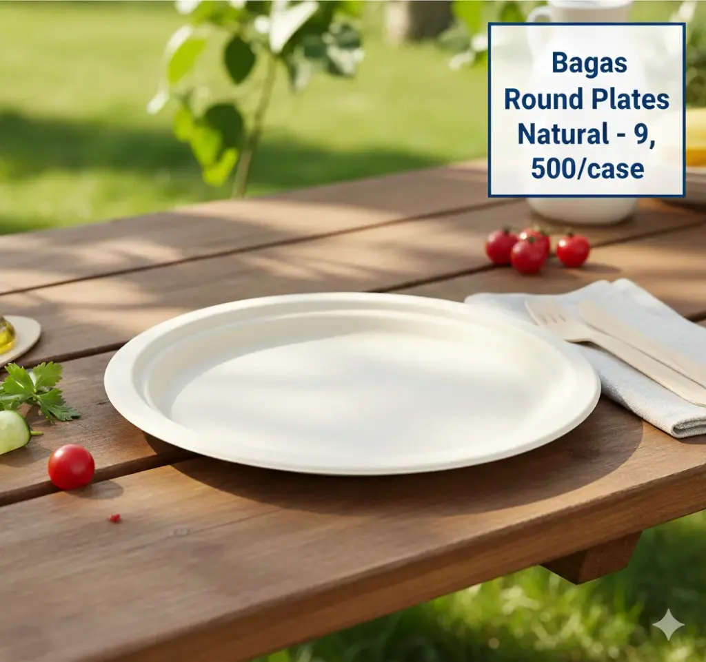   Round  Plates Natural  7”- Bagasse - Eco-Craze -