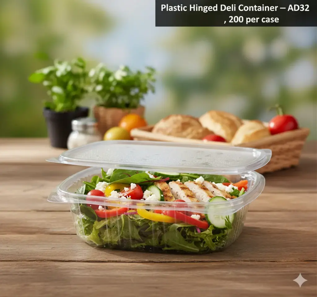 Plastic Hinged Deli Container - 32 oz  