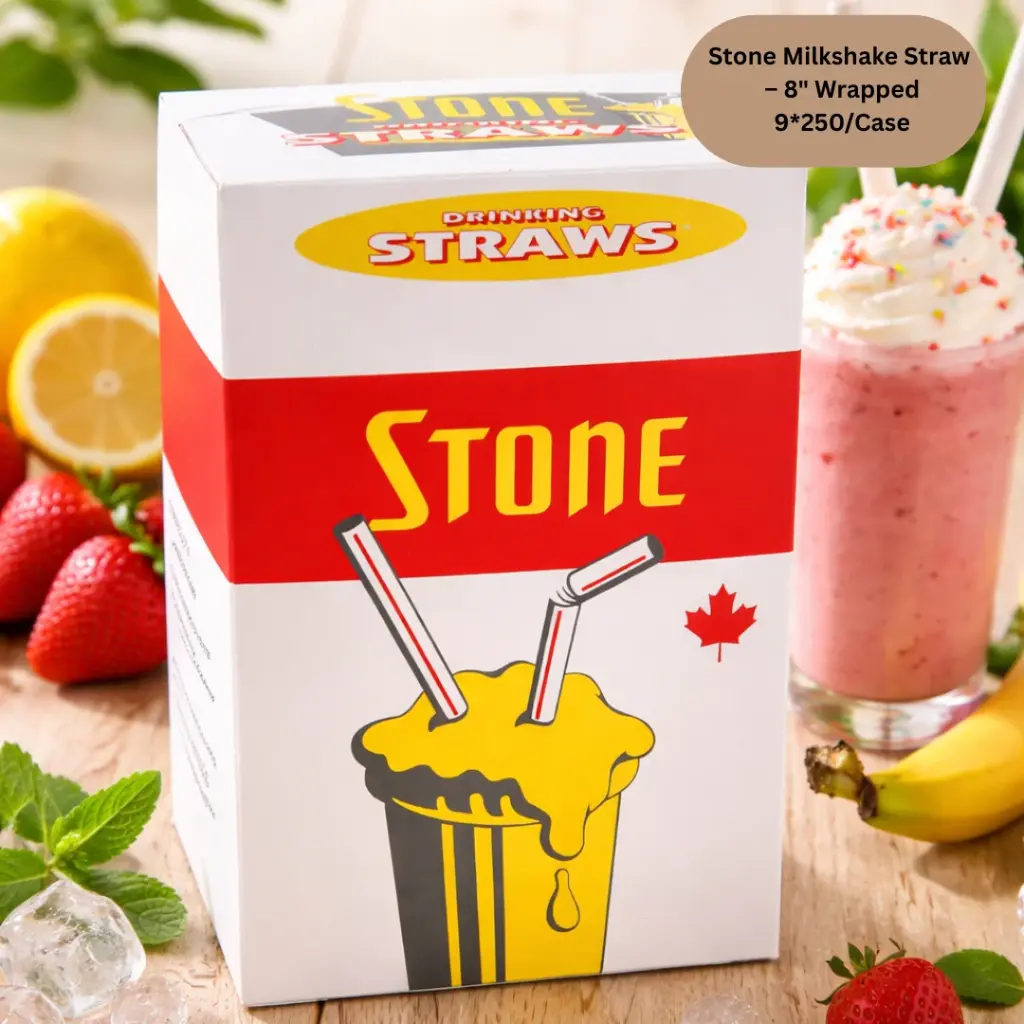 [STPB02] Stone Milkshake Straw - 8"-  Wrapped 