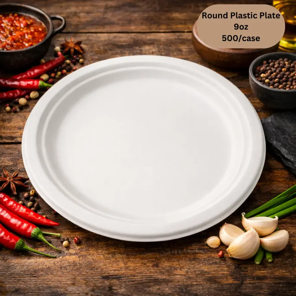 [RPPL09] 9" Round Bagasse Plate - Retail Pack-Eco-Craze