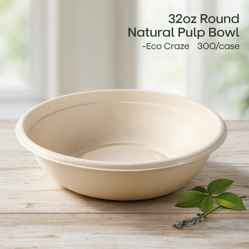  Round Natural Pulp Bowl - 32oz - Eco Craze  