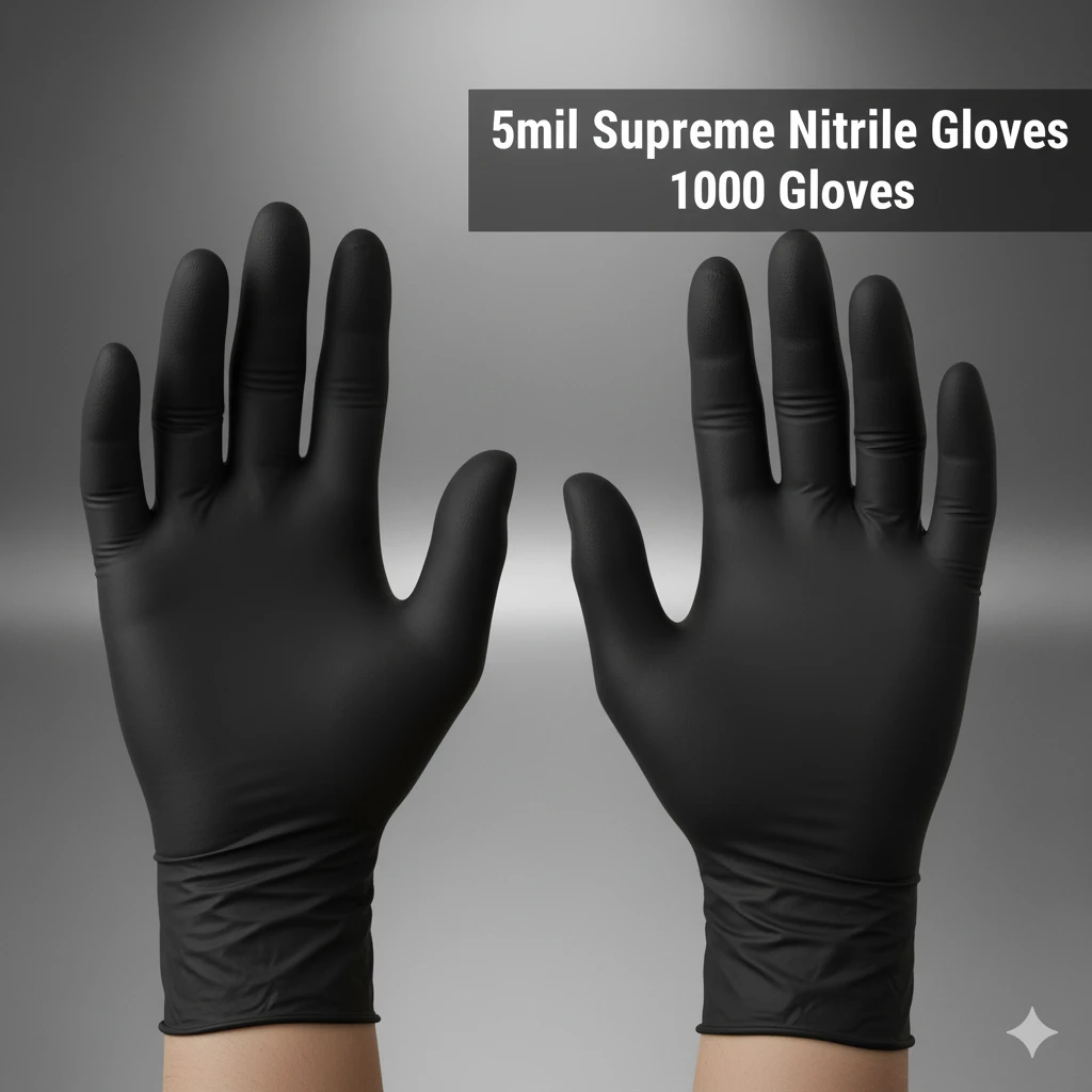 Nitrile Glove -  5 Mil- Black- Supreme  (Small)