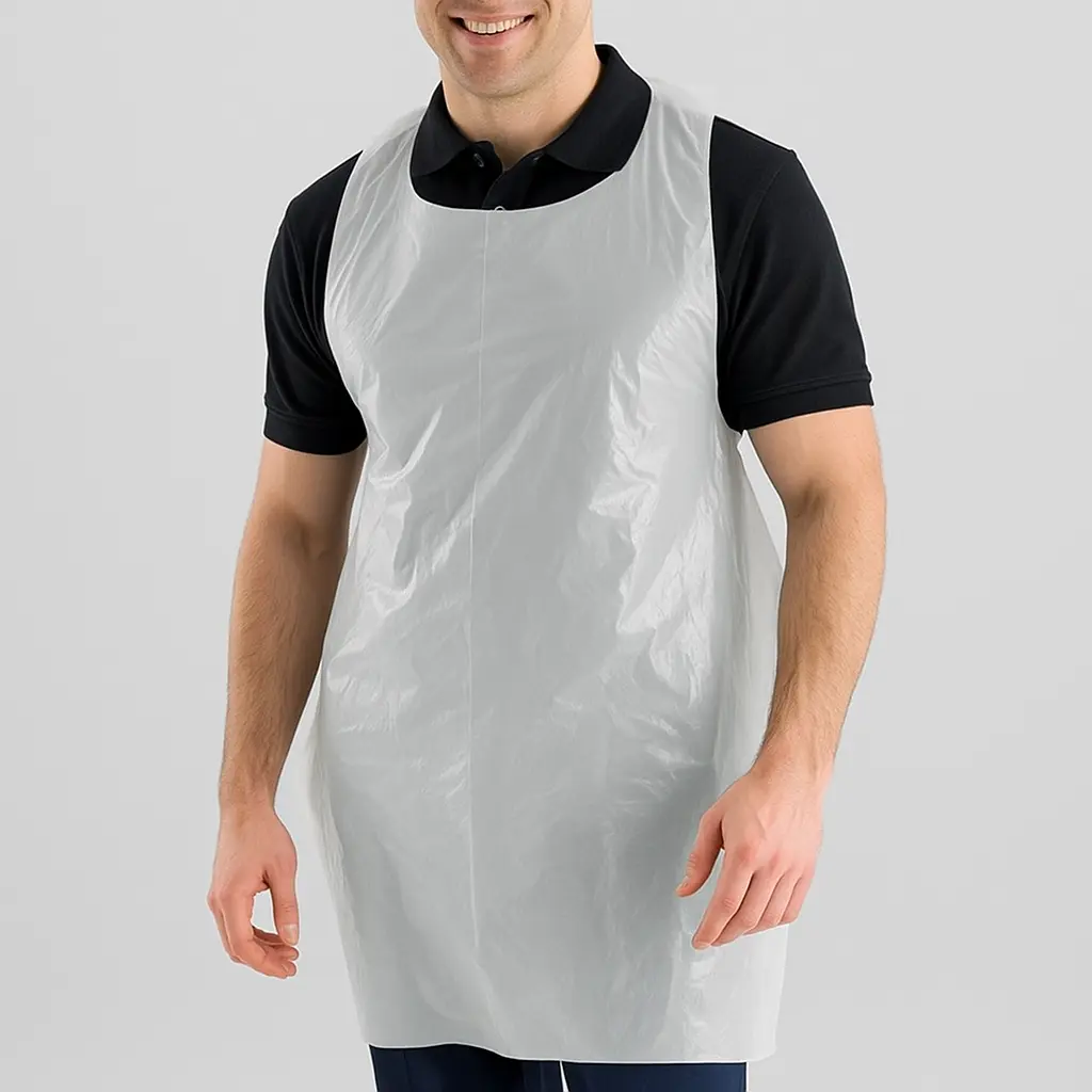 Disposable Poly Aprons – 0.75 Mil & 1.25 Mil - 28" x 46"- White   (0.75 Mil, Blue)