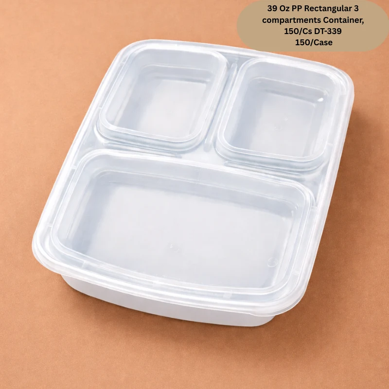 [MRMA03]  Rectangular Containers - 3 Compartment - White - T39 -PCM